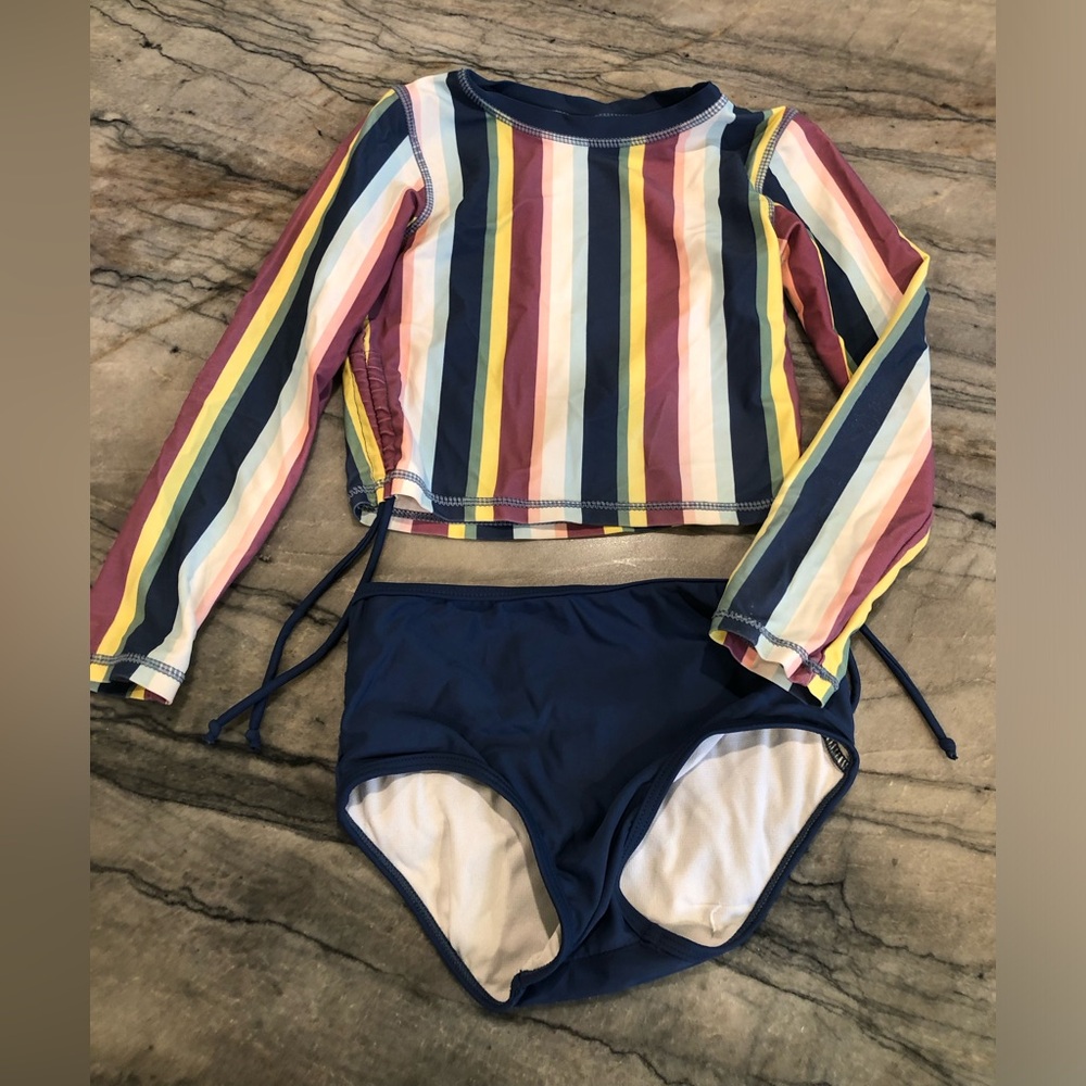 Ruffle Butts size 6 2 piece striped sun shirt and bottoms